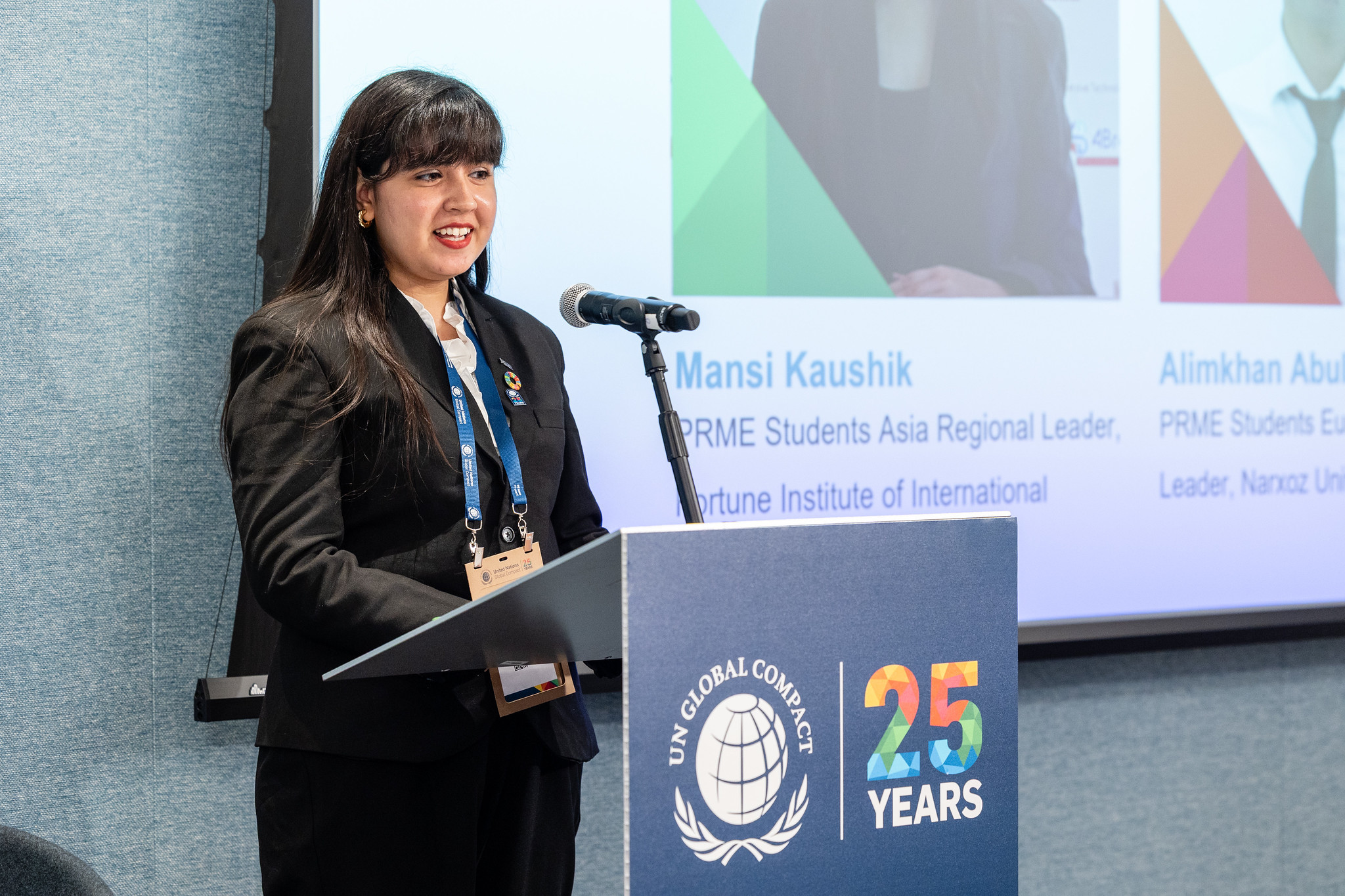 PRME Student Regional Leader presenting at UNGA 2025